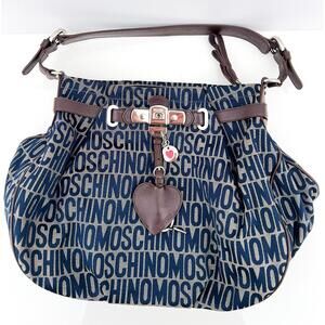 Authentic MOSCHINO Monogram Canvas & Leather Bag |  Made in Italy|